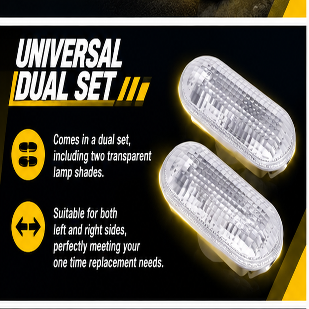 Blearen  Side Marker Light Cover, Clear Lens Left Right 1336185 Replacement for 2002-2008, with Dual Transparent Lamp Shades