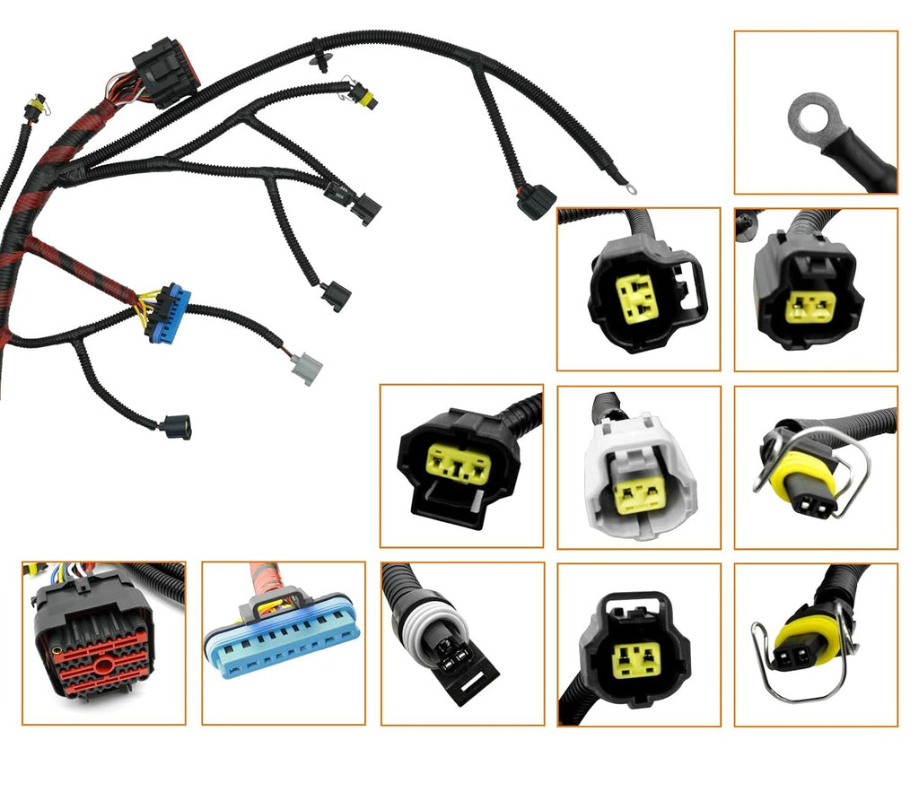 Blearen F81Z-12B637-FA 7.3 Powerstroke Engine Wiring Harness for 2002 2003 Ford F250 F350 F450 F550 Super Duty 7.3L V8 Engine Wire Harness F81Z12B637FA