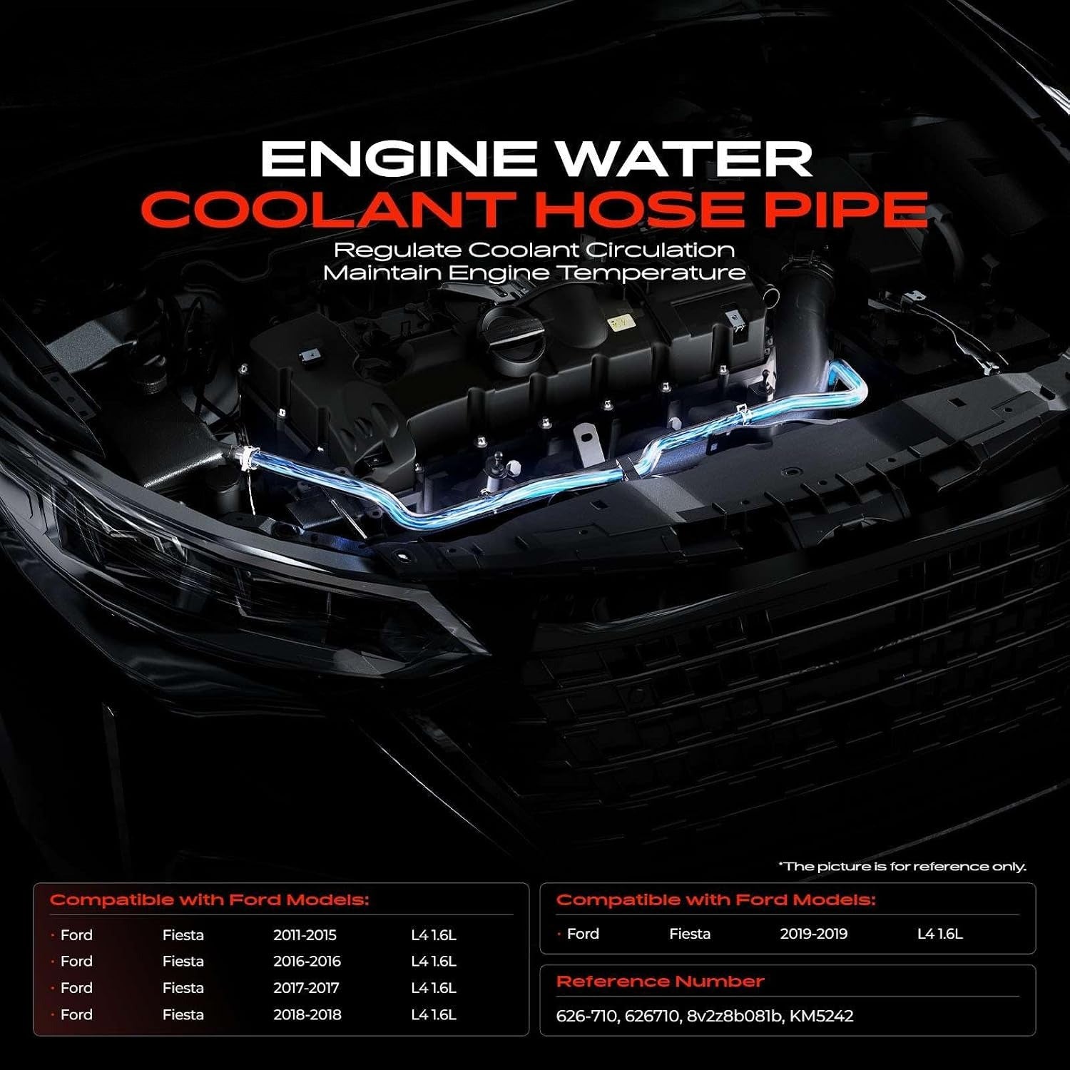 Blearen A-Premium Coolant Radiator Reservoir Tank Overflow Hose Upper | Compatible with Ford Fiesta 2011-2019 L4 1.6L Naturally Aspirated, Replace# 8V2Z-8B081-B, 8V2Z8B081B