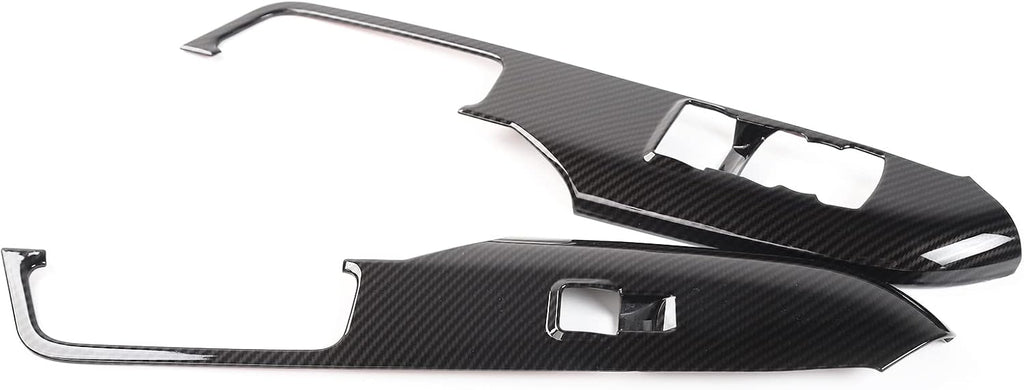 Blearen  Carbon Fiber Door Handle Window Lifter Control Switch Button Panel Cover Sticker Trim Interior Decoration Accessories for Ford Mustang 2015 2016 2017 2018 2019 2020 2021, 2 PCS