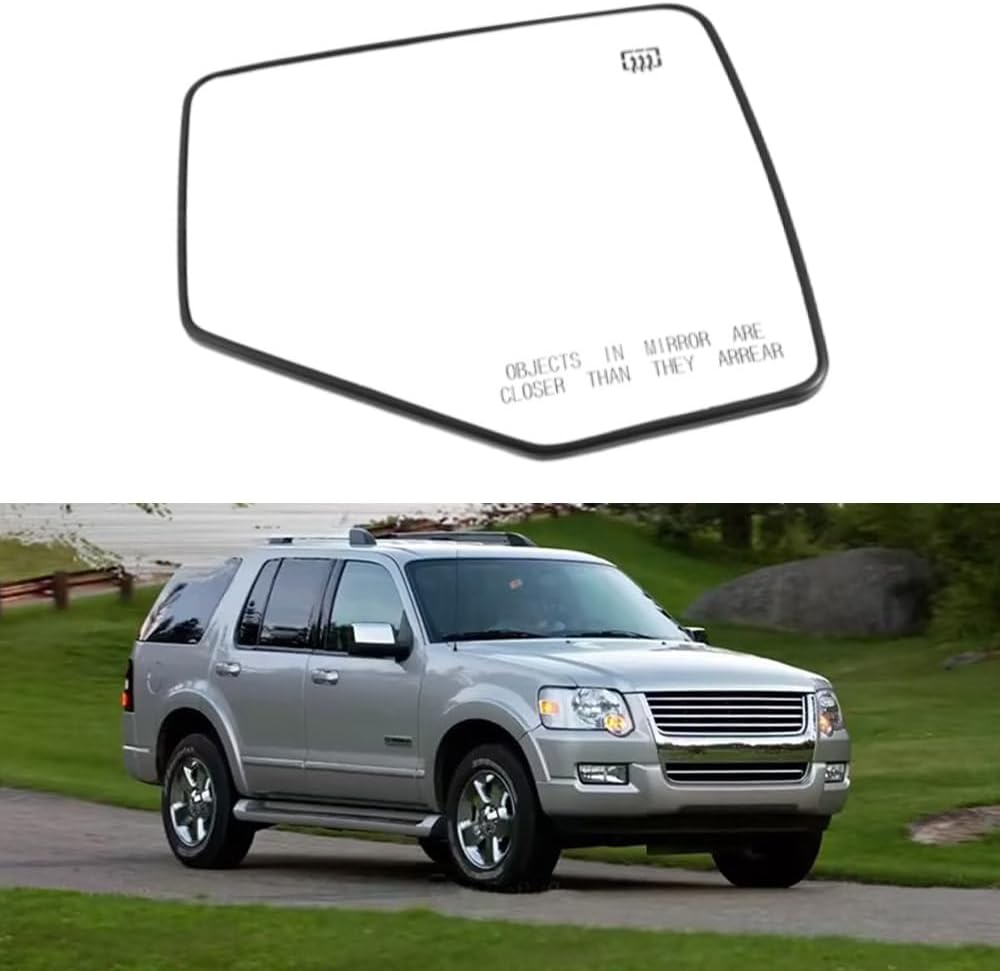 Blearen  Side Mirror Glass Heated with Back Plate Right Passenger Side, 6L2Z17K707A White Glass, Fit for 2006-2010 Explorer, 2006-2011 Ranger, Fit for Mountaineer, Rearview Power Heated Mirror Glass