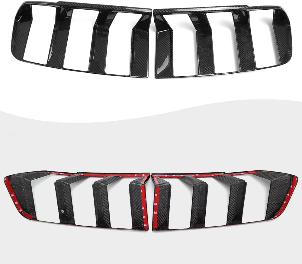 Blearen Dry Carbon Fiber Tail Light Lamp Cover Trim for Ford Mustang S650 GT Dark Horse Ecoboost GT 2024 2025 Rear Headlight Frame, Tail Brake Light Bezels