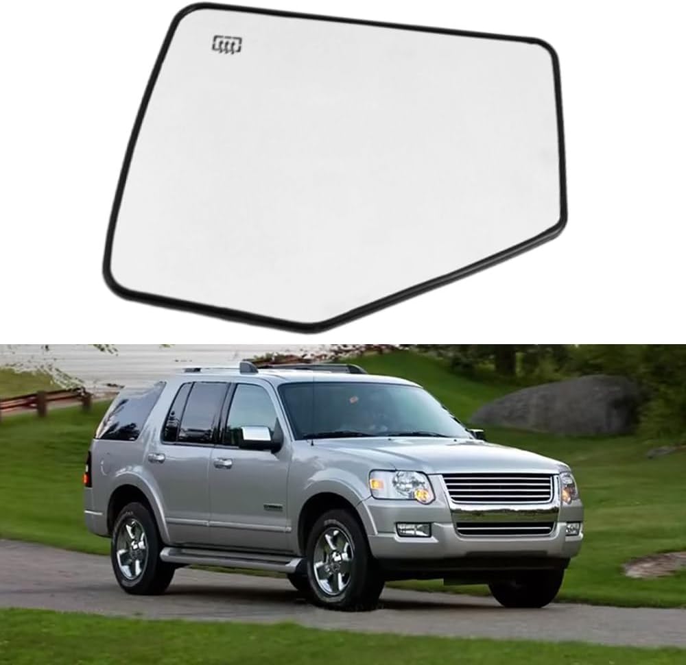 Blearen  Side Mirror Glass Heated with Back Plate Right Passenger Side, 6L2Z17K707A White Glass, Fit for 2006-2010 Explorer, 2006-2011 Ranger, Fit for Mountaineer, Rearview Power Heated Mirror Glass