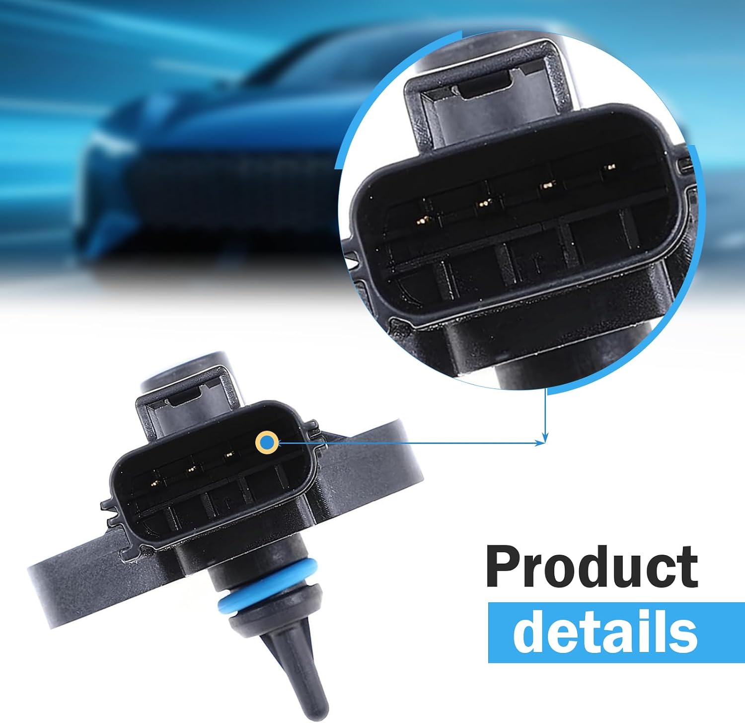 Blearen Car Fuel Pressure Sensor, Intake Manifold Injection Pressure Sensor, Plug and Play Replacement OEM# 3F2E-9G756-AA 0261230093 3F2Z9G756AC, Compatible with Ford Series (Black)