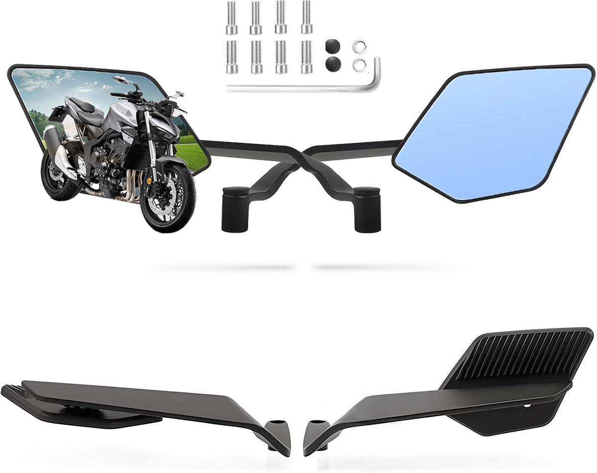 Blearen Motorcycle Rear View Mirrors, Stealth Wind Wing Side Mirrors Compatible with 2026 Kawasaki Z400 Z650 Z900 Z1000 Duke 125 200 250 390 690 790 1290 MT03 MT07 etc