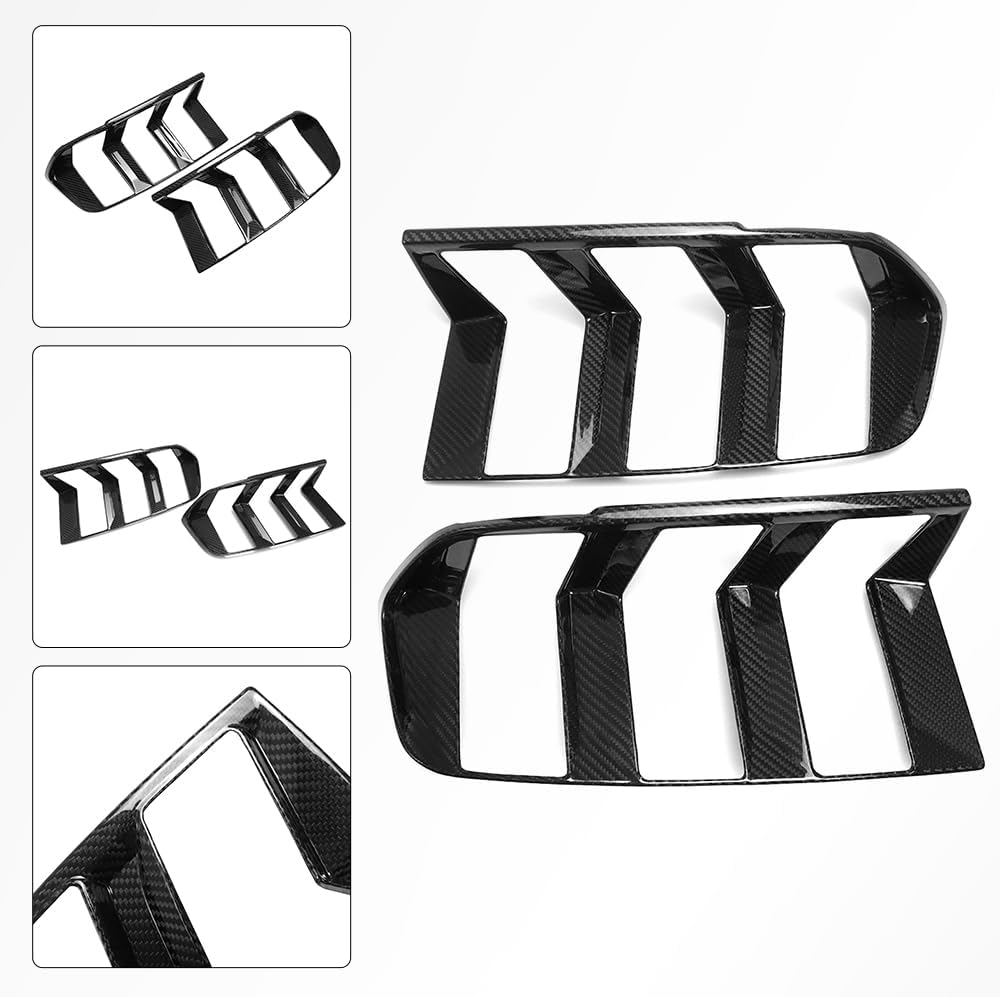 Blearen Dry Carbon Fiber Tail Light Lamp Cover Trim for Ford Mustang S650 GT Dark Horse Ecoboost GT 2024 2025 Rear Headlight Frame, Tail Brake Light Bezels
