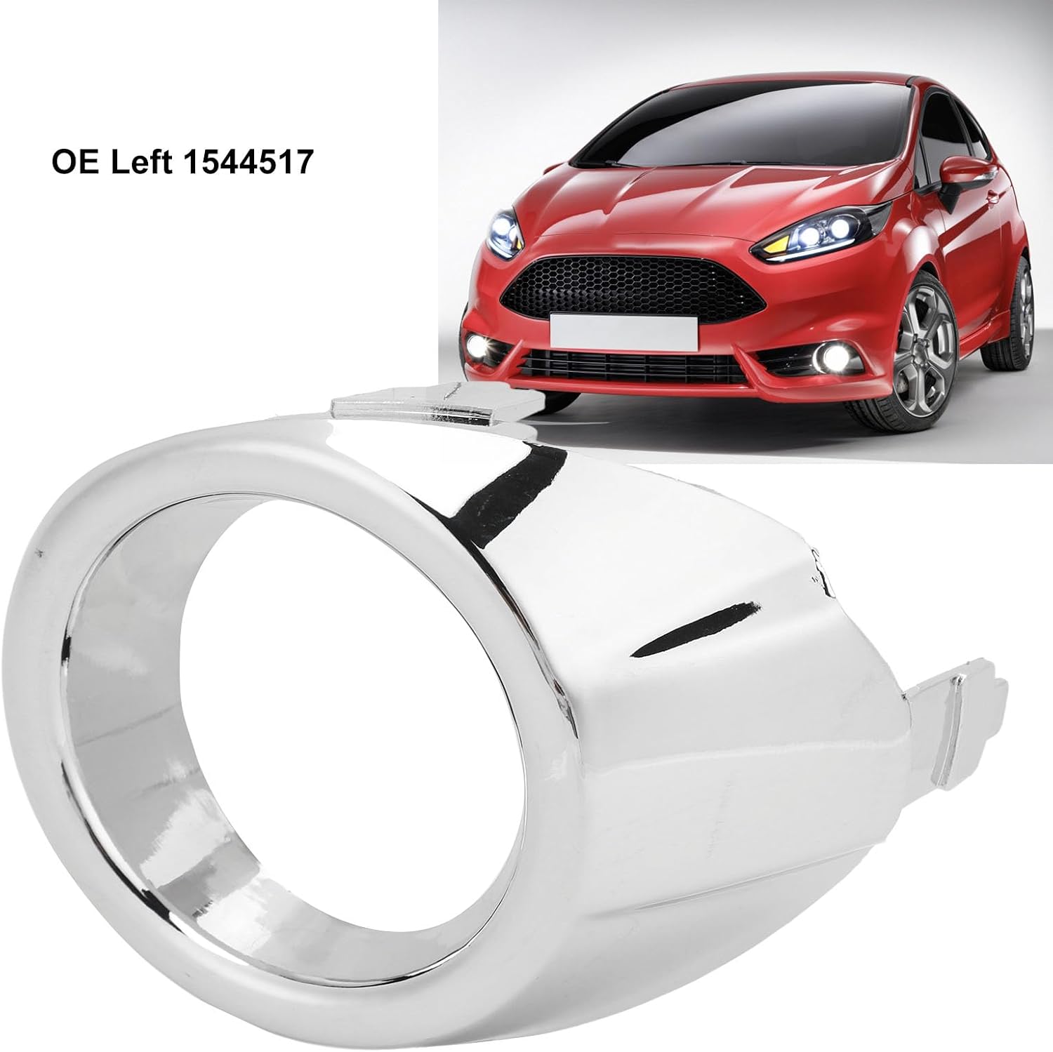 Blearen Front Fog Light Trim, ABS Chrome Scratch Safe High Toughness Fog Light Cover Trim, Compatible with Fiesta MK7 2008 to 2012 (Left)