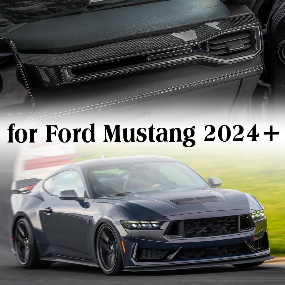 Blearen Carbon Fiber Co-Pilot Instrument Panel Trim for Ford Mustang S650 GT | Darkhorse, 2024 2025 2026, Passenger-Side, Air Vent Decorative Cover, Dashboard Panel