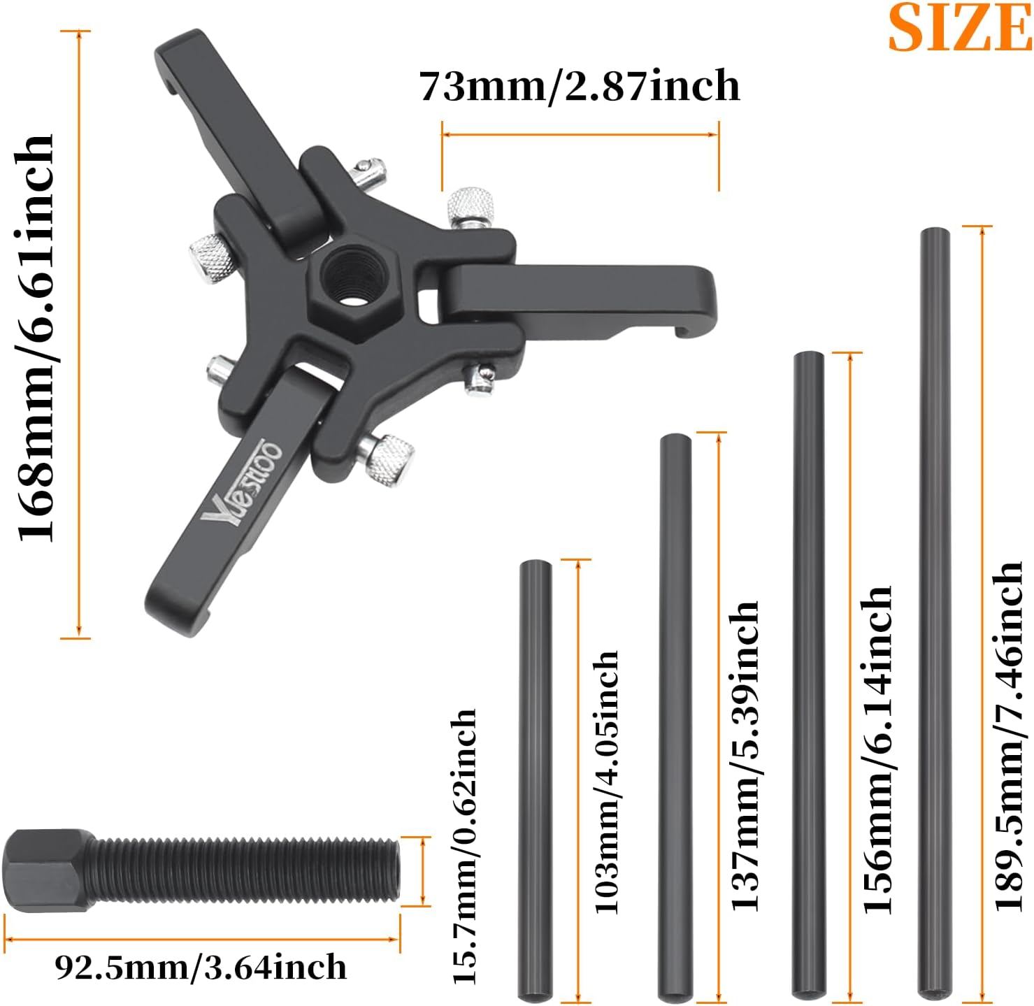 Blearen Harmonic Balancer Puller Kit, Adjustable Upgraded 3-Jaw Puller for Removal | Harmonic Balancer Damper Pulley Puller Kit, Compatible with Ford GM Chrysler Cadillac Chevy Trucks Mitsubishi