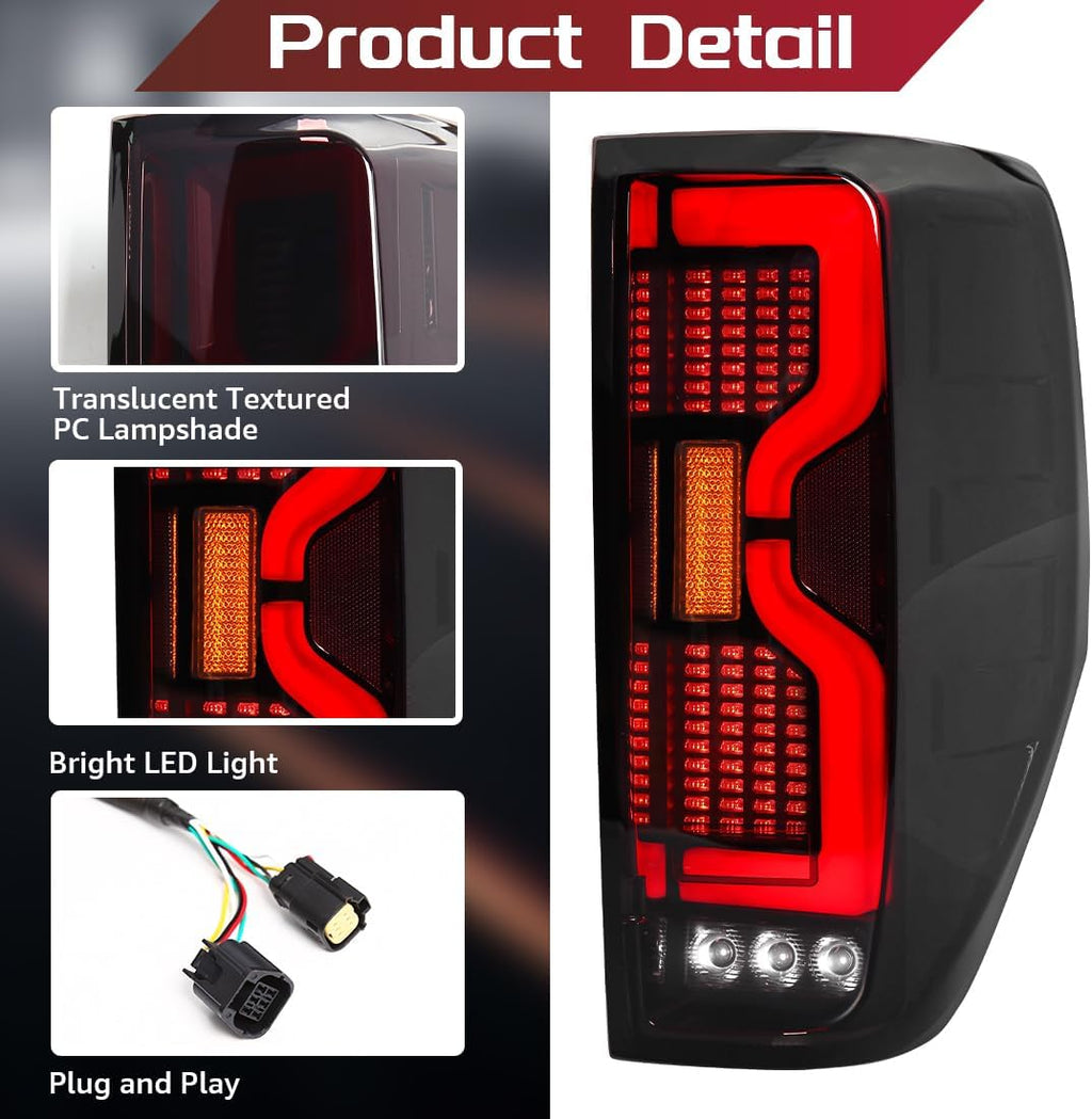 Blearen LED Tail Lights For Ford Ranger 2012-2018 Rear Taillight Assembly with Turn Signal DRL Reverse Pickup Brake Light