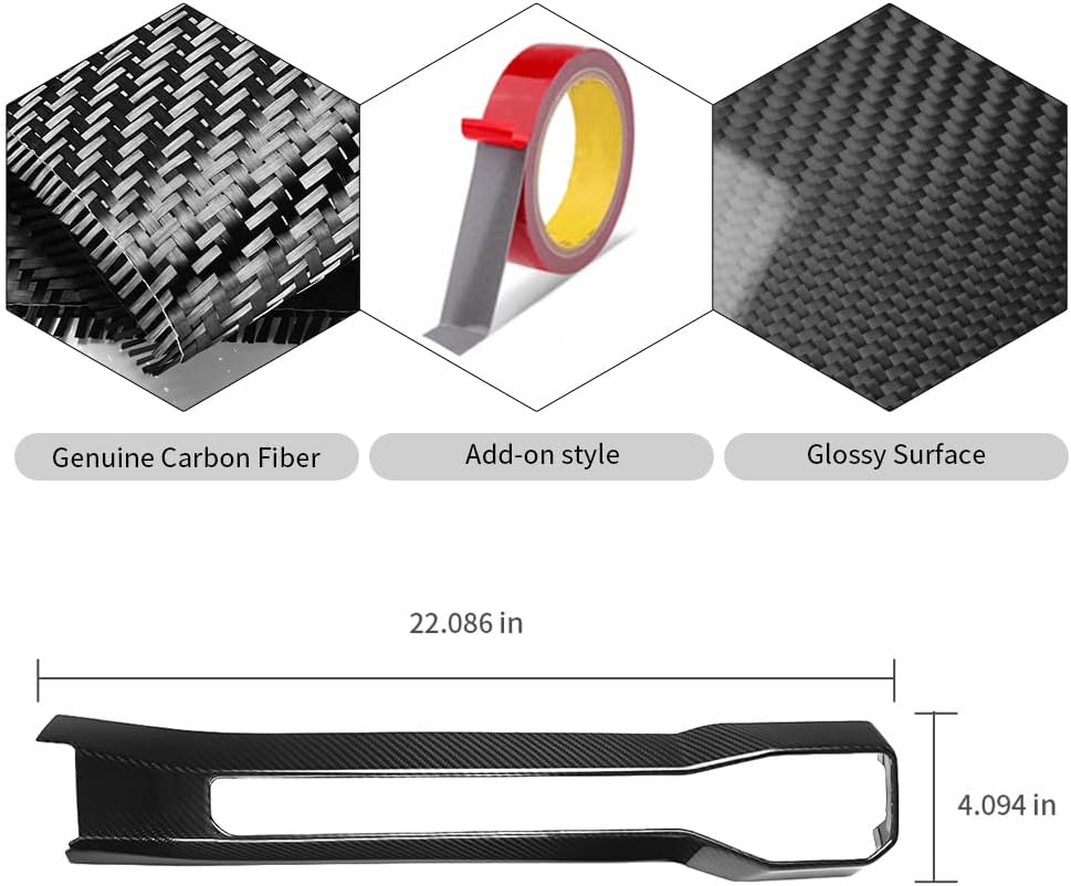 Blearen Carbon Fiber Co-Pilot Instrument Panel Trim for Ford Mustang S650 GT | Darkhorse, 2024 2025 2026, Passenger-Side, Air Vent Decorative Cover, Dashboard Panel