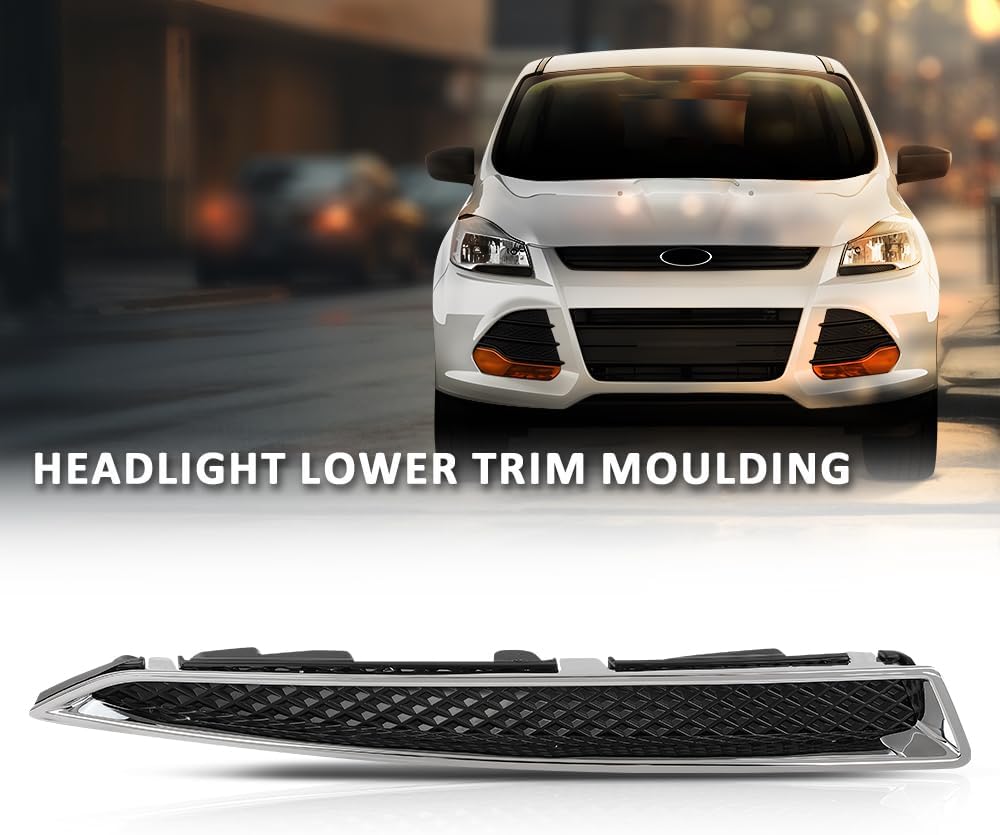 Blearen LQI Headlight Trim Molding Moulding Black Front Right Passenger Side Compatible with Ford Escape S SE Titanium 2013-2016, Fit Escape SEL 2013, Sport Utility 4-Door CJ5Z13008D, DV45-8228-AA