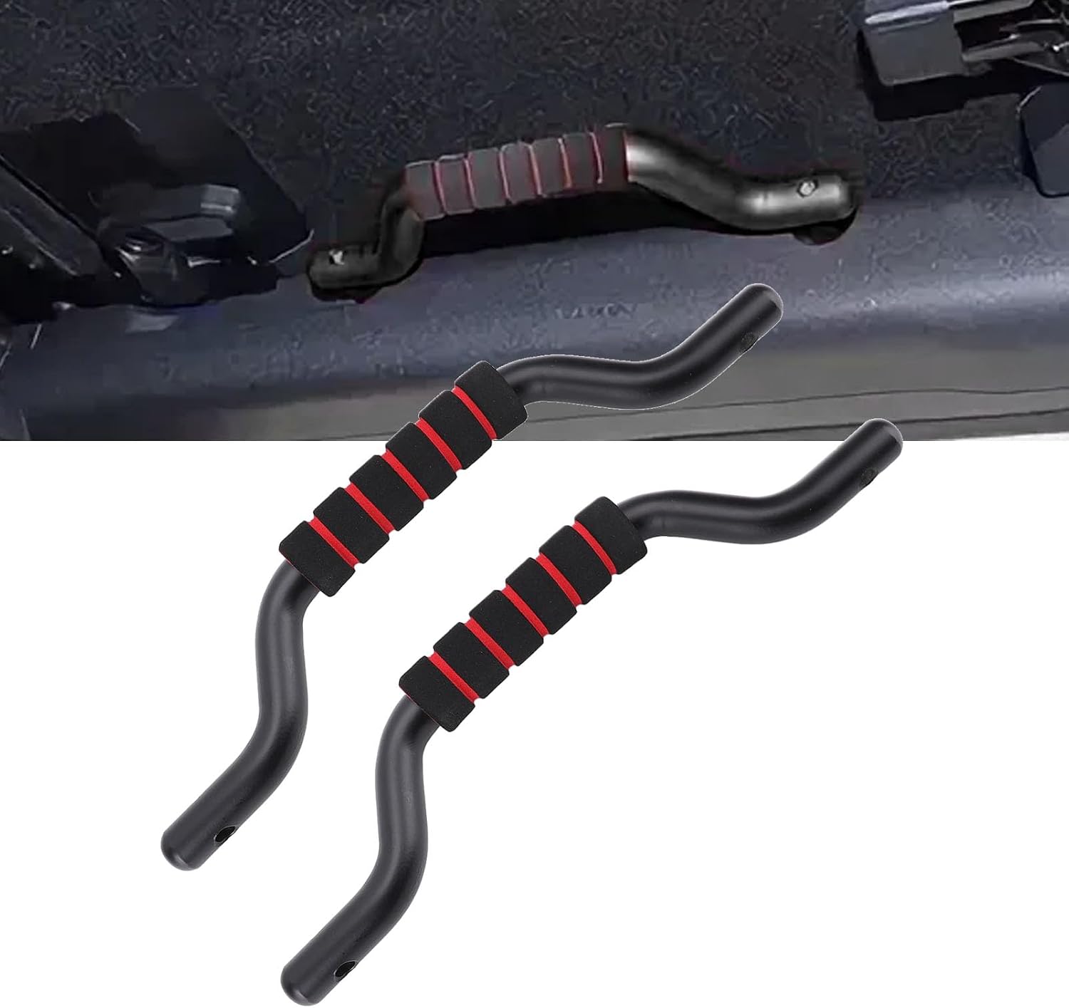 Blearen 2 Sets Front Grab Handles Aluminum Alloy Enhance Control Metal Grip Handles Replacement for Bronco 2021 2024 2 Door 4 Door (Black)