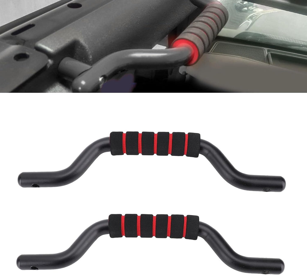 Blearen 2 Sets Front Grab Handles Aluminum Alloy Enhance Control Metal Grip Handles Replacement for Bronco 2021 2024 2 Door 4 Door (Black)