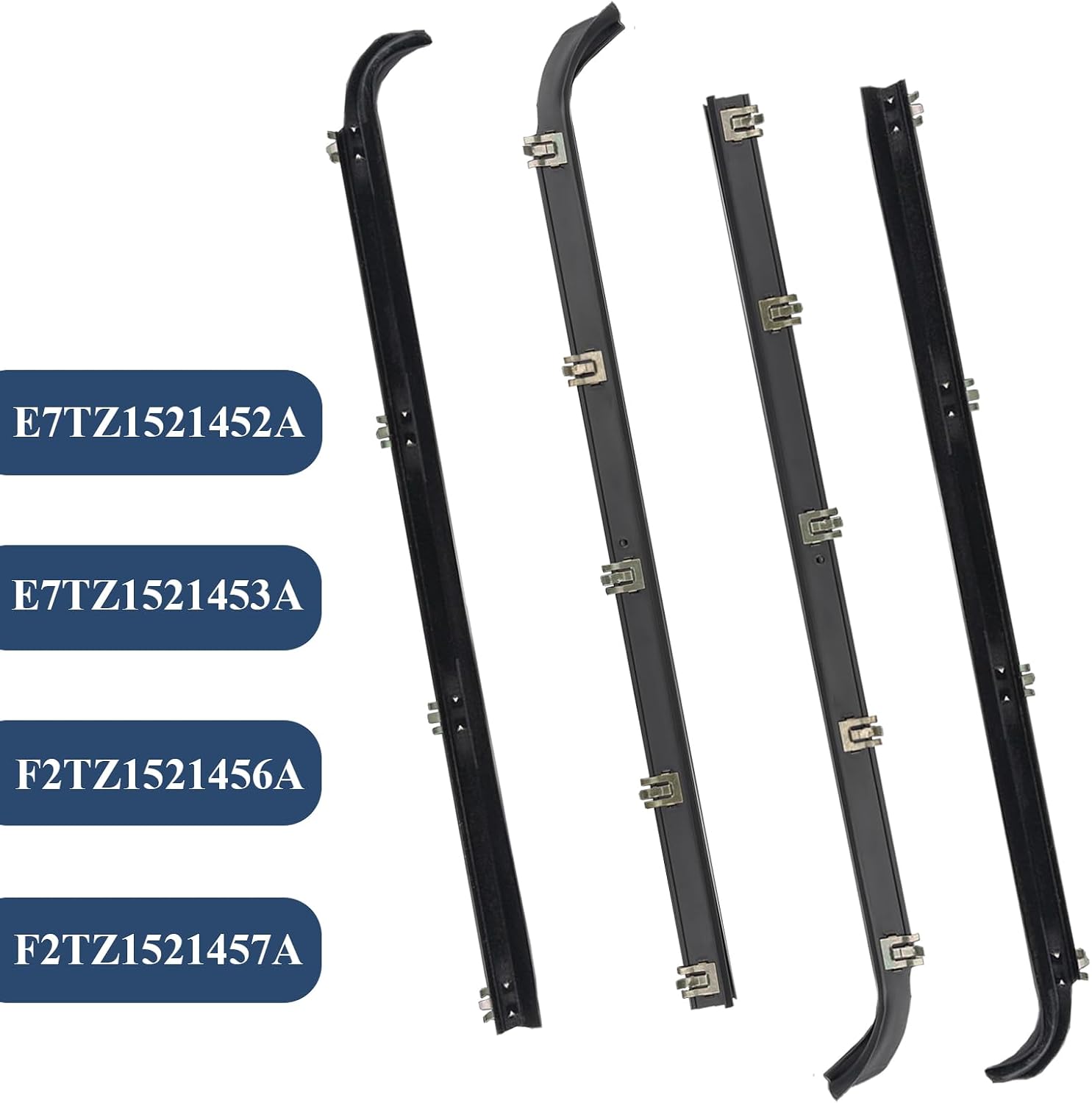 Blearen Window Molding Sweep Felt Trim Seal for 1987-1997 Ford F150 | 4PCS Front Inner & Outer Door Weatherstrip Window Seal Belt for F250 F350 Bronco, Replace E7TZ1521452A