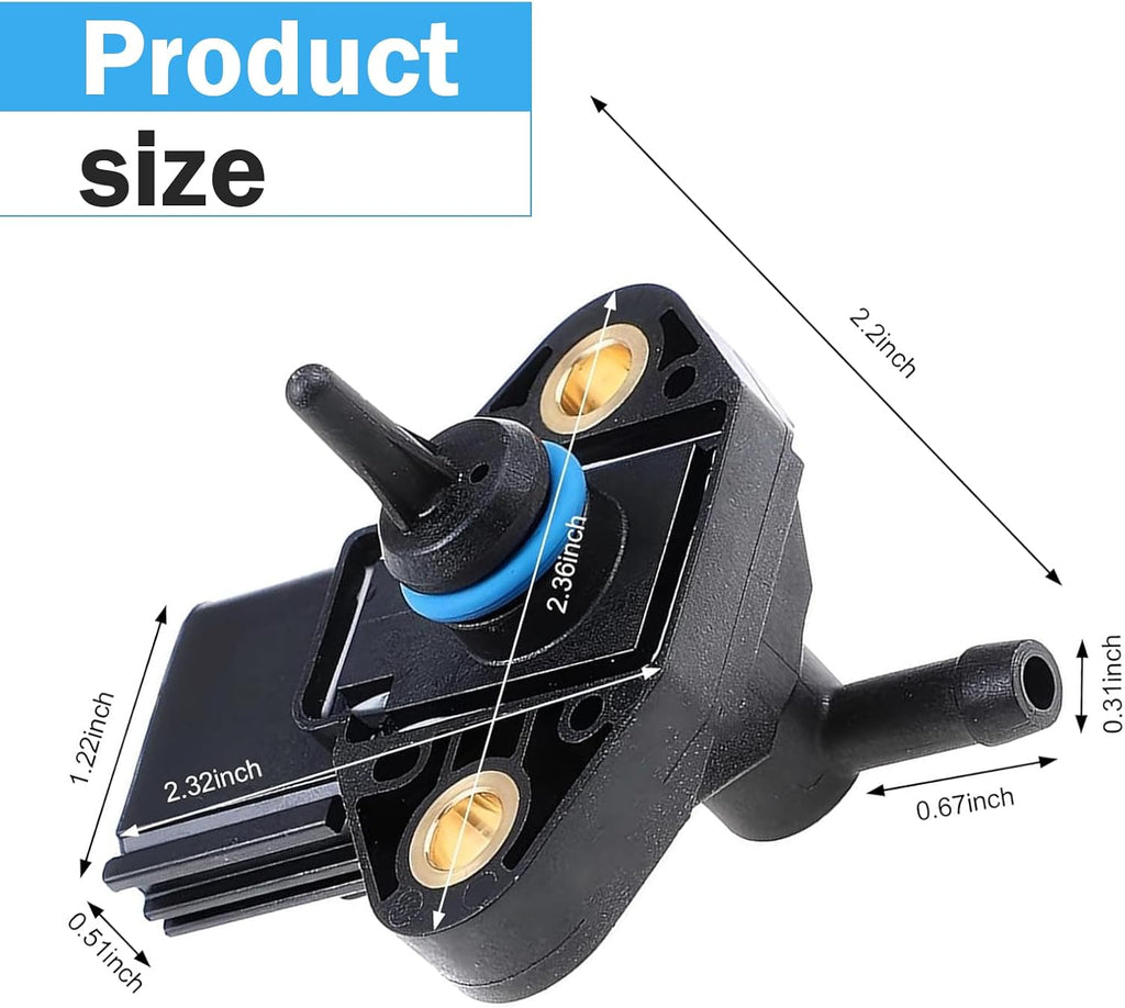 Blearen Car Fuel Pressure Sensor, Intake Manifold Injection Pressure Sensor, Plug and Play Replacement OEM# 3F2E-9G756-AA 0261230093 3F2Z9G756AC, Compatible with Ford Series (Black)