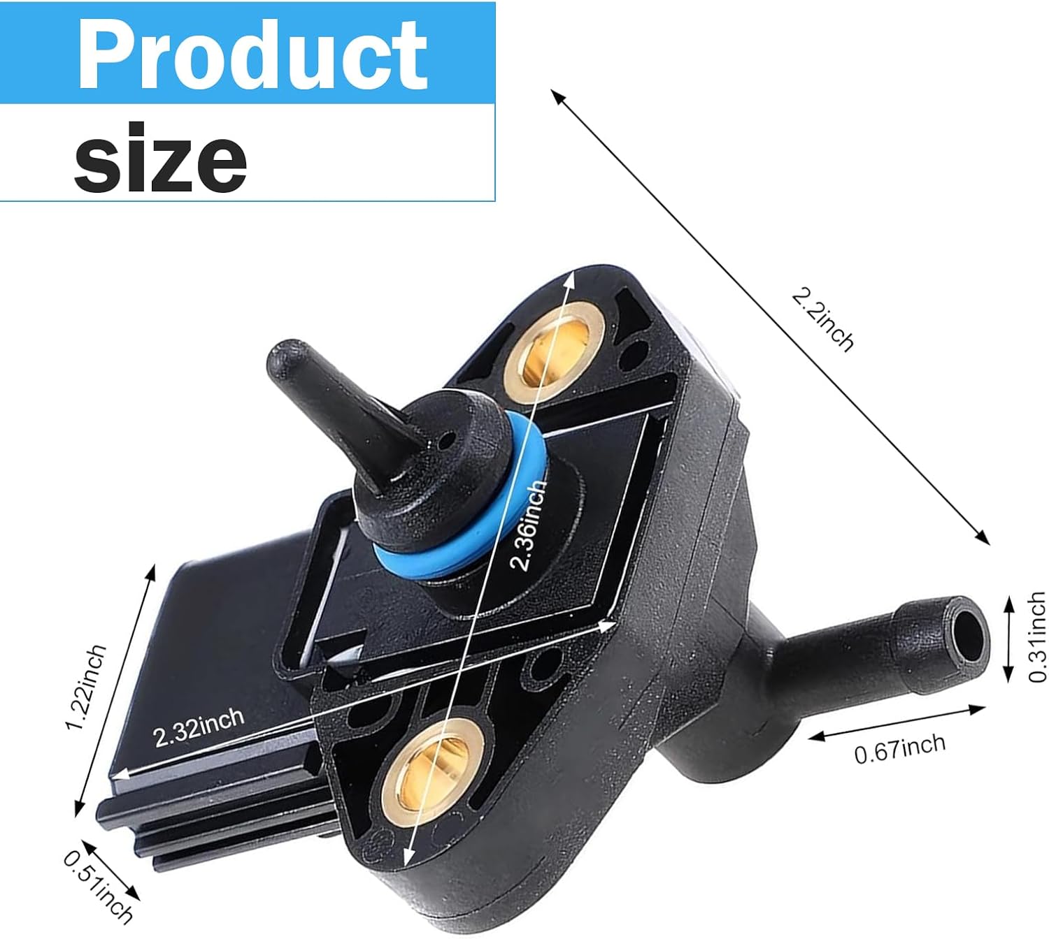 Blearen Car Fuel Pressure Sensor, Intake Manifold Injection Pressure Sensor, Plug and Play Replacement OEM# 3F2E-9G756-AA 0261230093 3F2Z9G756AC, Compatible with Ford Series (Black)