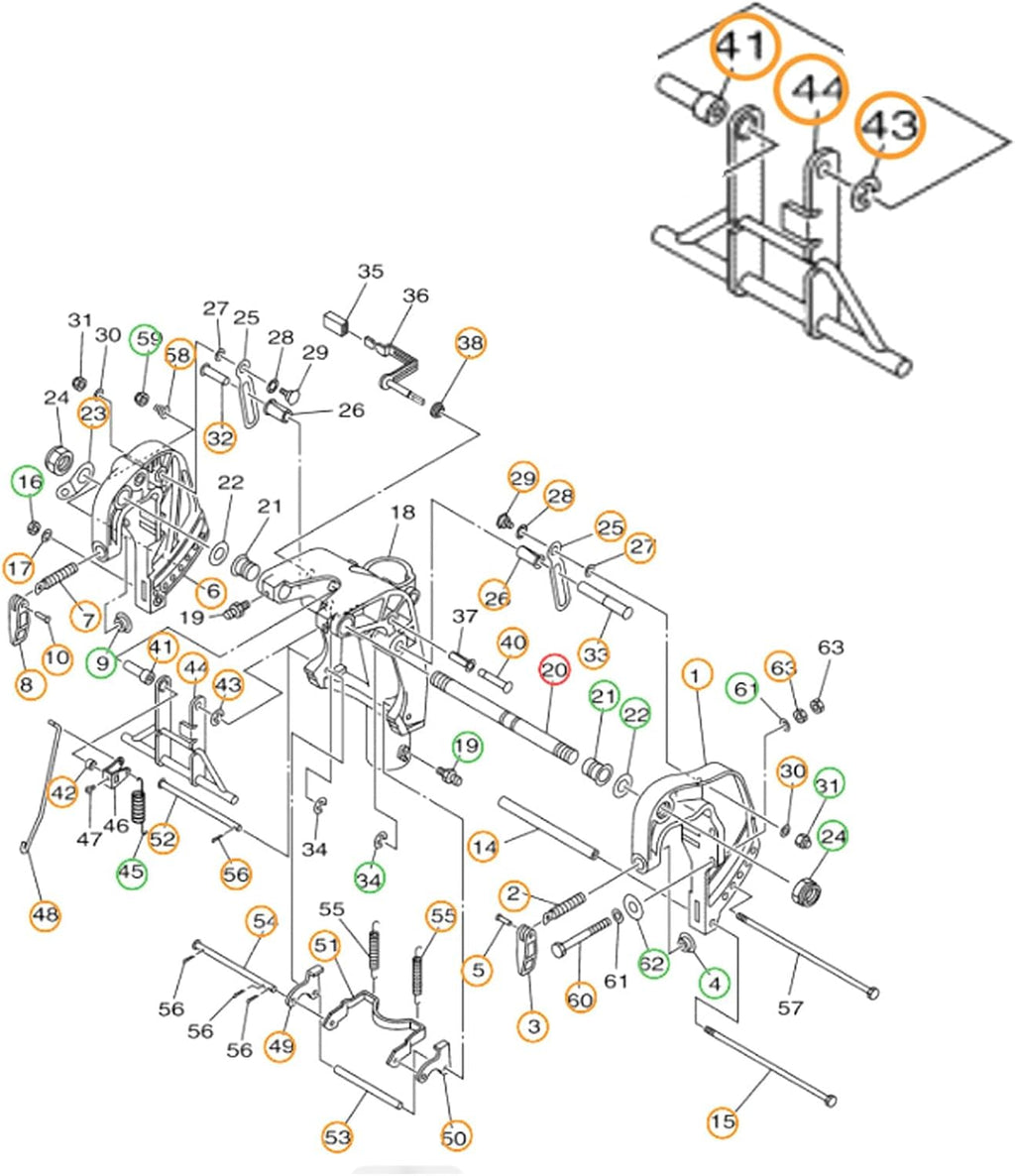BLEAREN Outboard Receiver Assembly for 25HP 40HP, OE Number 66T 43350 11 00, 66T 43350 02 00, 66T 43350, For Marine Boat Engine (With Accessories)