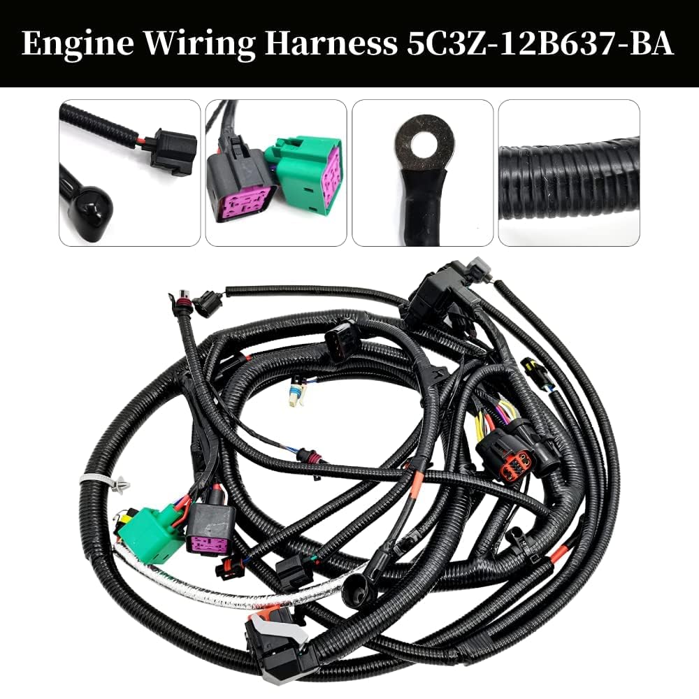 Blearen 5C3Z-12B637-BA 6.0L Powerstroke Engine Wiring Harness | Fits for Ford F250 F350 F450 F550 2005-2007, 5C3Z12B637BA, 6.0L Diesel Engine