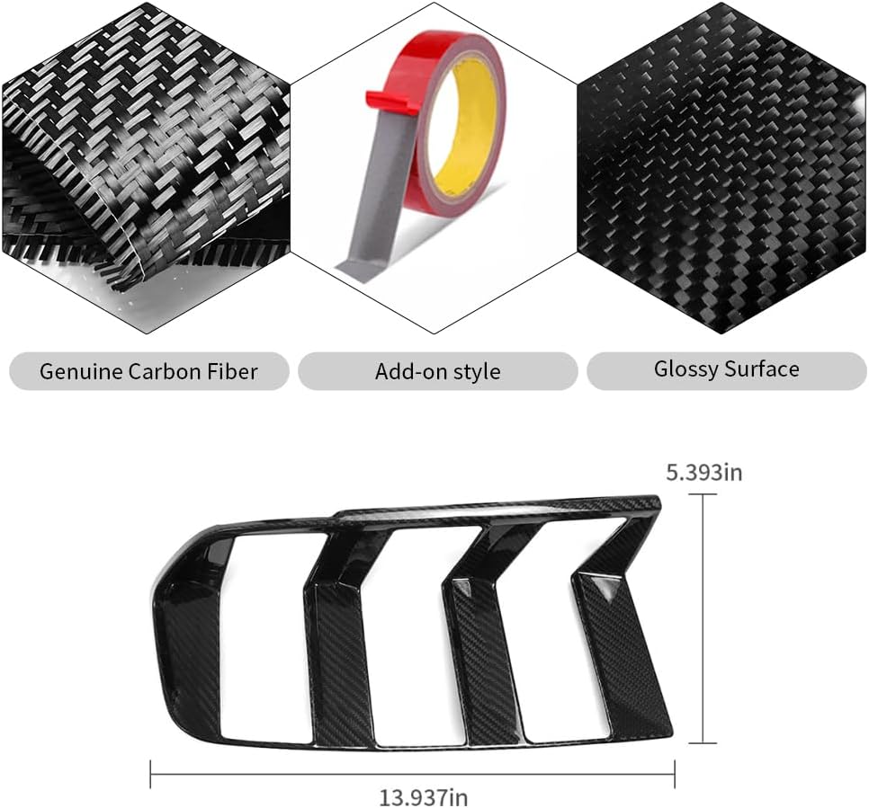 Blearen Dry Carbon Fiber Tail Light Lamp Cover Trim for Ford Mustang S650 GT Dark Horse Ecoboost GT 2024 2025 Rear Headlight Frame, Tail Brake Light Bezels