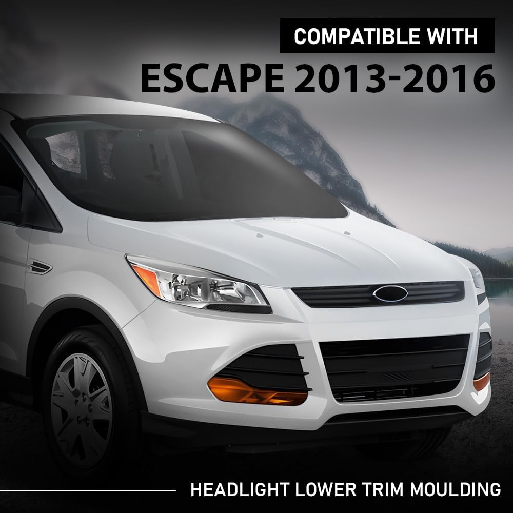 Blearen LQI Headlight Trim Molding Moulding Black Front Right Passenger Side Compatible with Ford Escape S SE Titanium 2013-2016, Fit Escape SEL 2013, Sport Utility 4-Door CJ5Z13008D, DV45-8228-AA