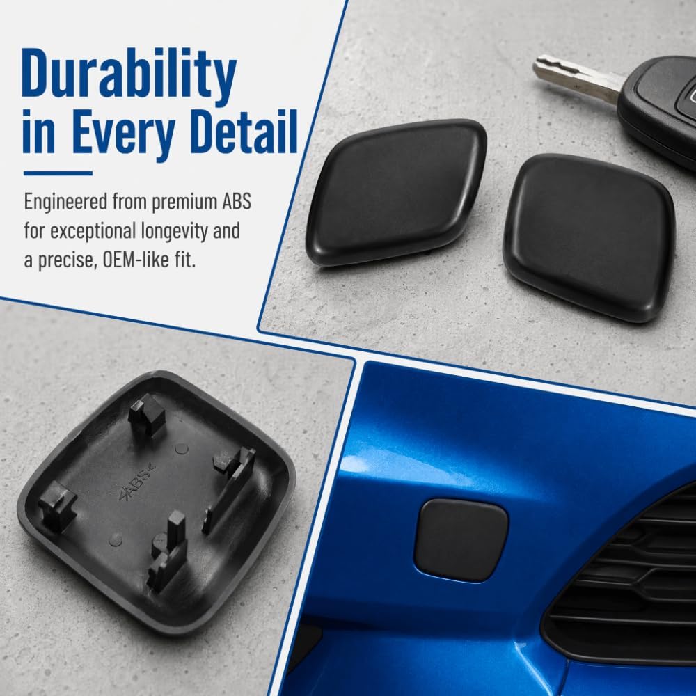 Blearen Black ABS Headlight Washer Cover for 2012-2014 Factory Front Bumper, Replaces 1719217 1719218