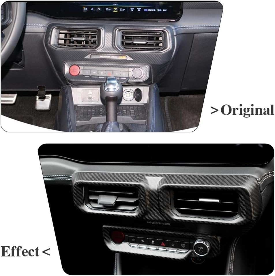 Blearen Genuine Carbon Fiber Dashboard Air Conditioner Vent Trim for Ford Mustang S650 Ecoboost GT 5.0 2024 2025 Center Console Air Outlet Frame Panel