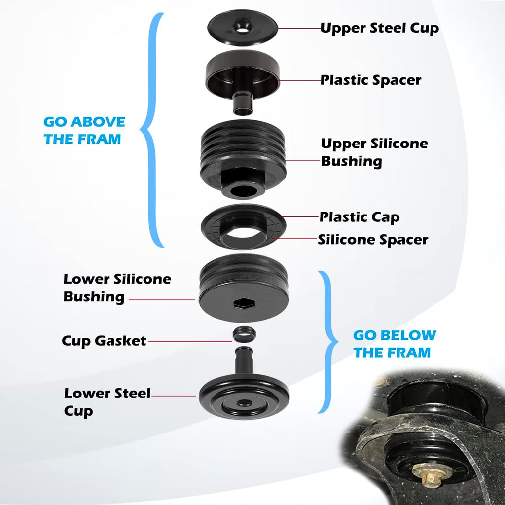 Blearen Silicone Body Mount Kit for Ford F-250 / F-350 Crew Cab 2008-2016, 8PCS Silicone Body Mount Bushings Kit Improve Bumpy Ride, Durable Components Outperforms OEM and PU Mounts