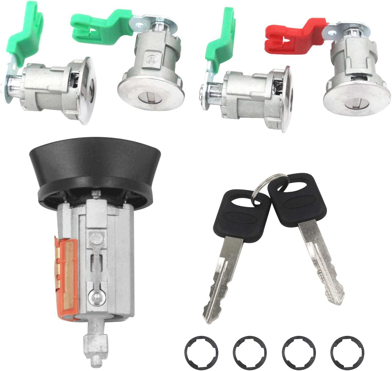 Blearen Ignition Switch Lock Cylinder Fits 1997-2020 Ford for Econoline E150 E250 E350 | No Chip, Replace# LC6177 + 703369 X 4 + 597638 X 2, Door Lock Cylinder