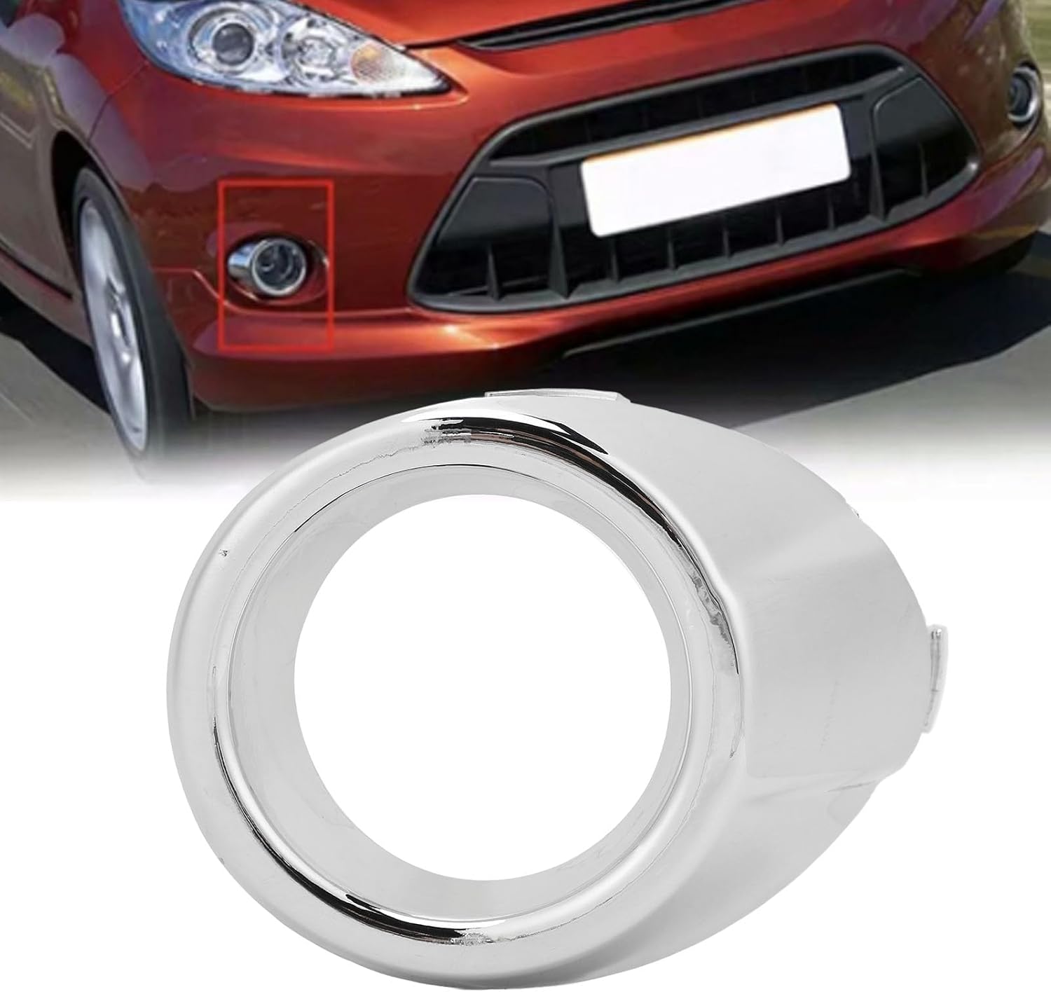 Blearen Front Fog Light Trim, ABS Chrome Scratch Safe High Toughness Fog Light Cover Trim, Compatible with Fiesta MK7 2008 to 2012 (Left)
