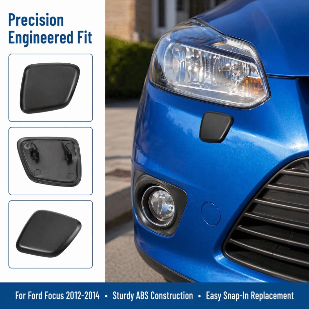 Blearen Black ABS Headlight Washer Cover for 2012-2014 Factory Front Bumper, Replaces 1719217 1719218