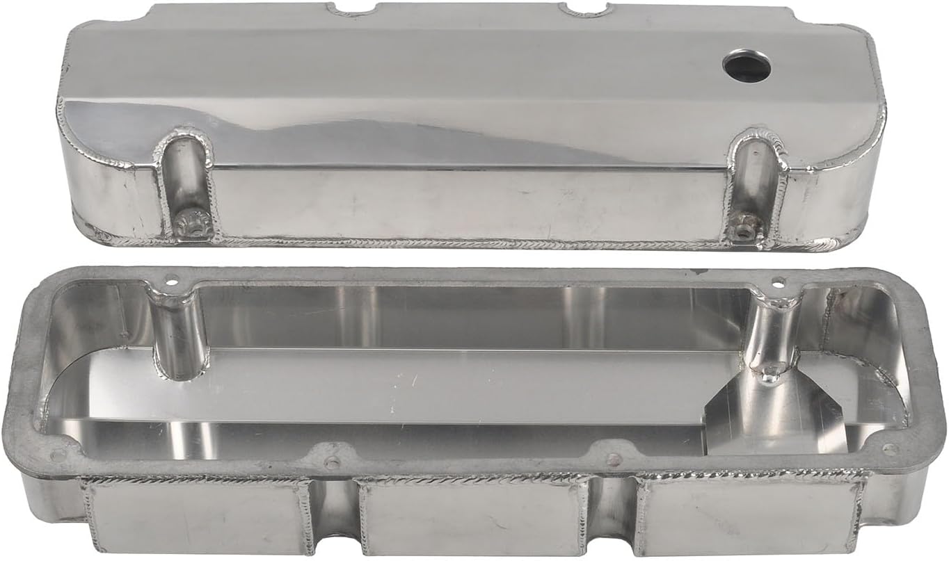 Blearen Fabricated Polished Aluminum Valve Covers with Hole Compatible with BBF Big Block Ford 429-460