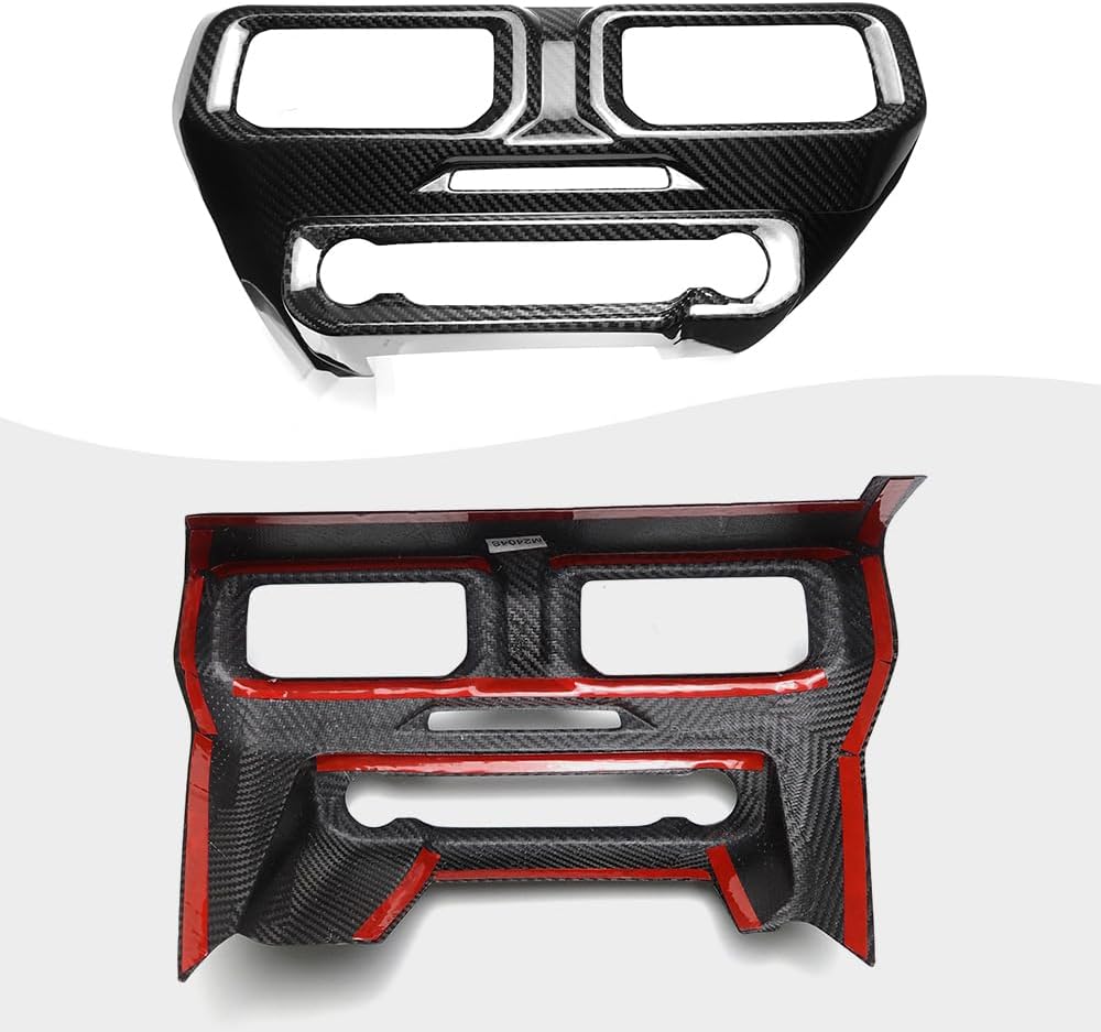 Blearen Genuine Carbon Fiber Dashboard Air Conditioner Vent Trim for Ford Mustang S650 Ecoboost GT 5.0 2024 2025 Center Console Air Outlet Frame Panel