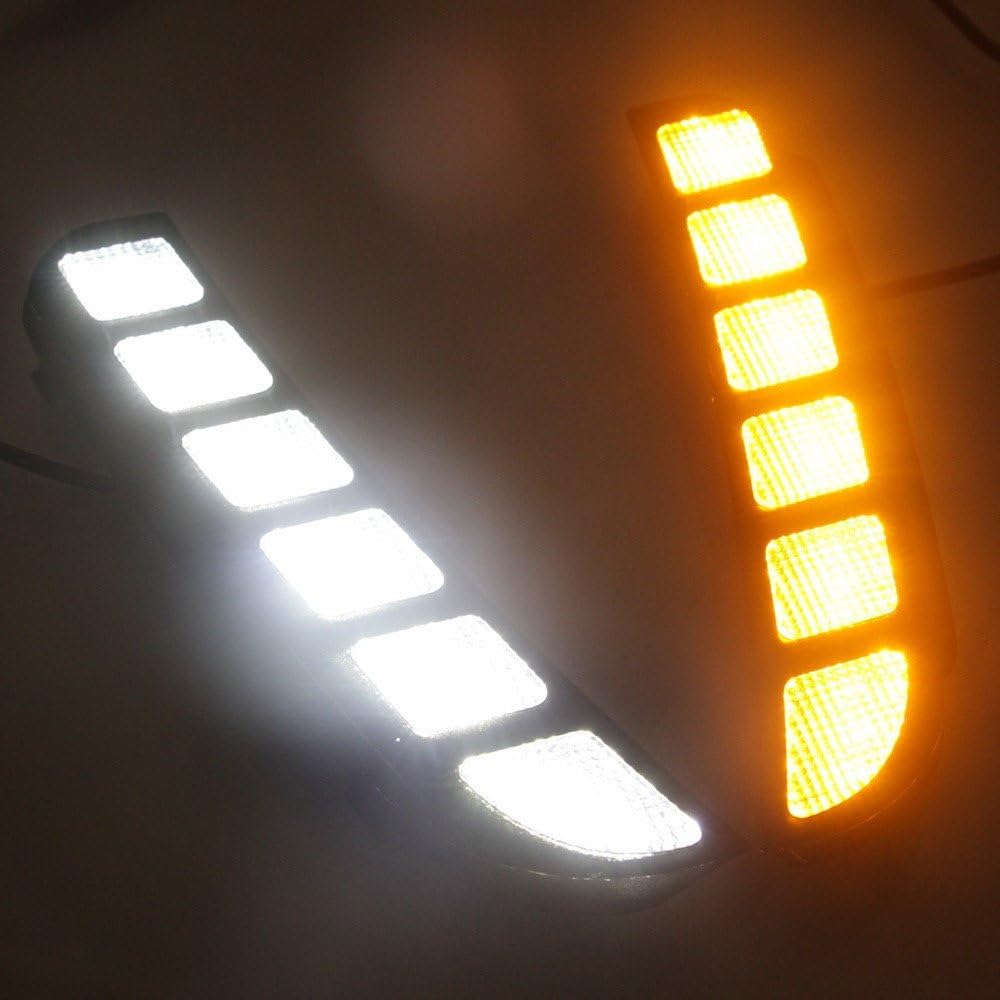 Blearen LED Daytime Running Lights Compatible For Ford Explorer 2016-2019, 6000K DRL With Yellow Turn Signals Light