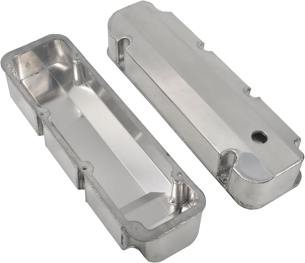 Blearen Fabricated Polished Aluminum Valve Covers with Hole Compatible with BBF Big Block Ford 429-460