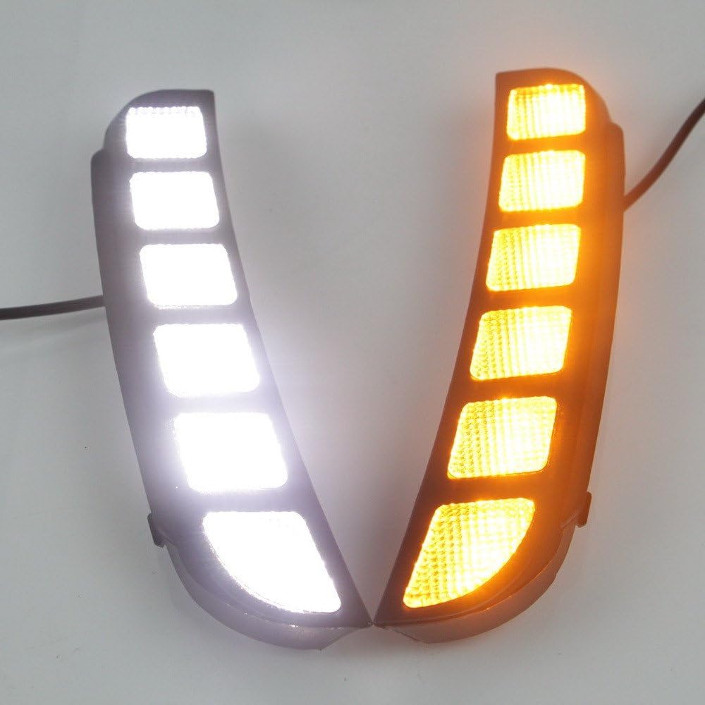 Blearen LED Daytime Running Lights Compatible For Ford Explorer 2016-2019, 6000K DRL With Yellow Turn Signals Light