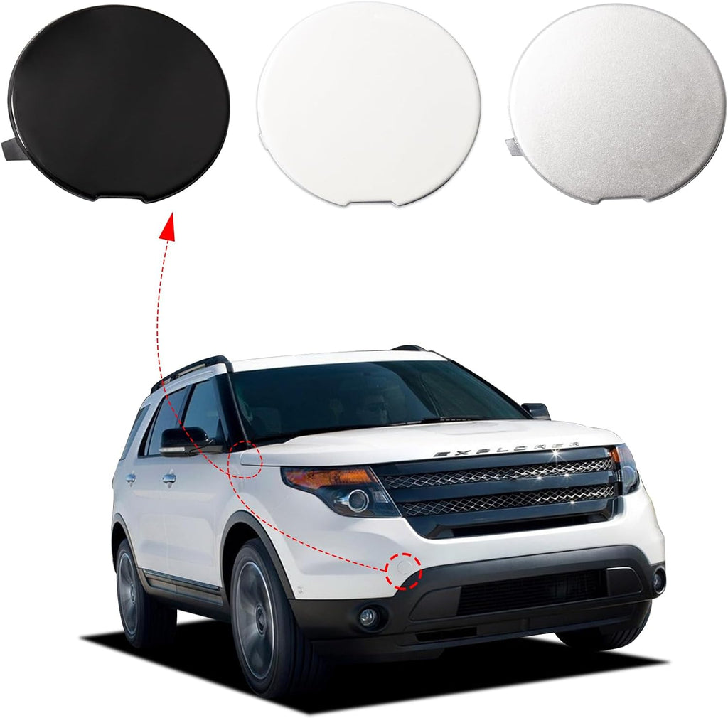 Blearen Front Bumper Tow Hook Cover Towing Eye Cap Fit for Ford Explorer 2011 2012 2013 2014 2015 BB5Z17A900A BB5Z17A900APTM (White, Right Passenger Side)