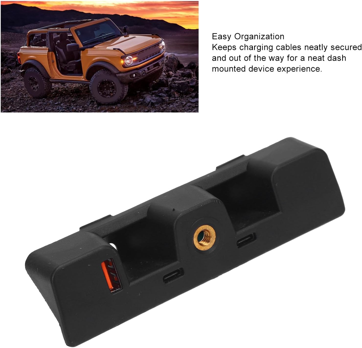 Blearen Dashboard USB Hub Dash USB Hub Dashboard Expansion Dock 3 Port Charging Station Replacement Upper Dash Accessory 1 A 2 Type C Port for Bronco 2021 and Later 2 4 Door
