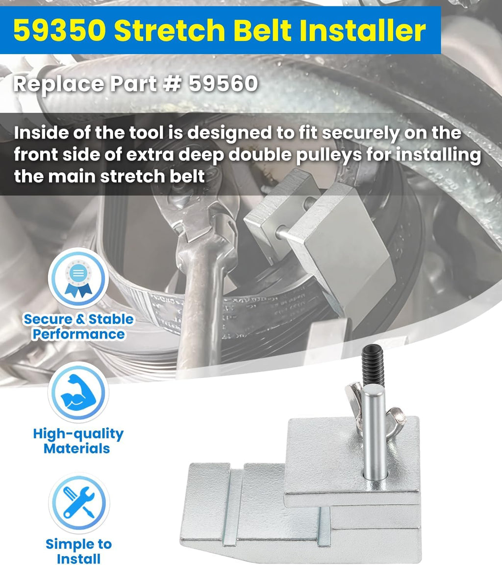 Blearen 59350 Stretch Belt Installer for Extra-Deep Double Pulleys, Compatible with Ford 3.5L 3.7L V6 & GM 5.3L 6.2L V8 Engines - Professional Main Drive Belt Installation Tool Replaces 59560