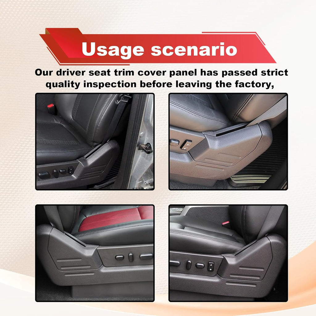 Blearen Seat Trim Cover Panel Replacement, Left Front Driver Side Compatible with 2009-2014 F-150 Crew Cab, Exterior Interior Accessory OEM #9L3Z-1661693-CA