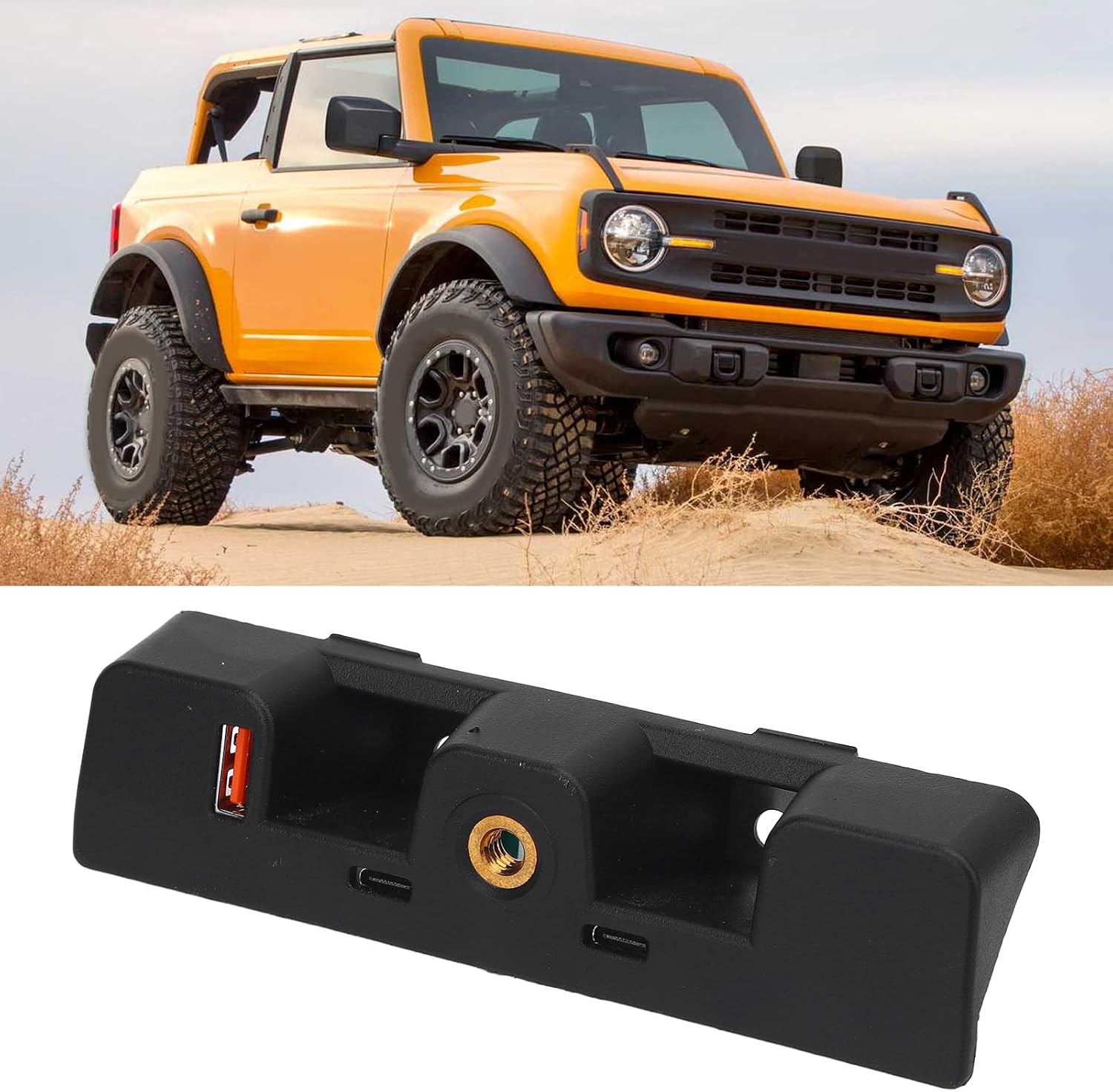 Blearen Dashboard USB Hub Dash USB Hub Dashboard Expansion Dock 3 Port Charging Station Replacement Upper Dash Accessory 1 A 2 Type C Port for Bronco 2021 and Later 2 4 Door