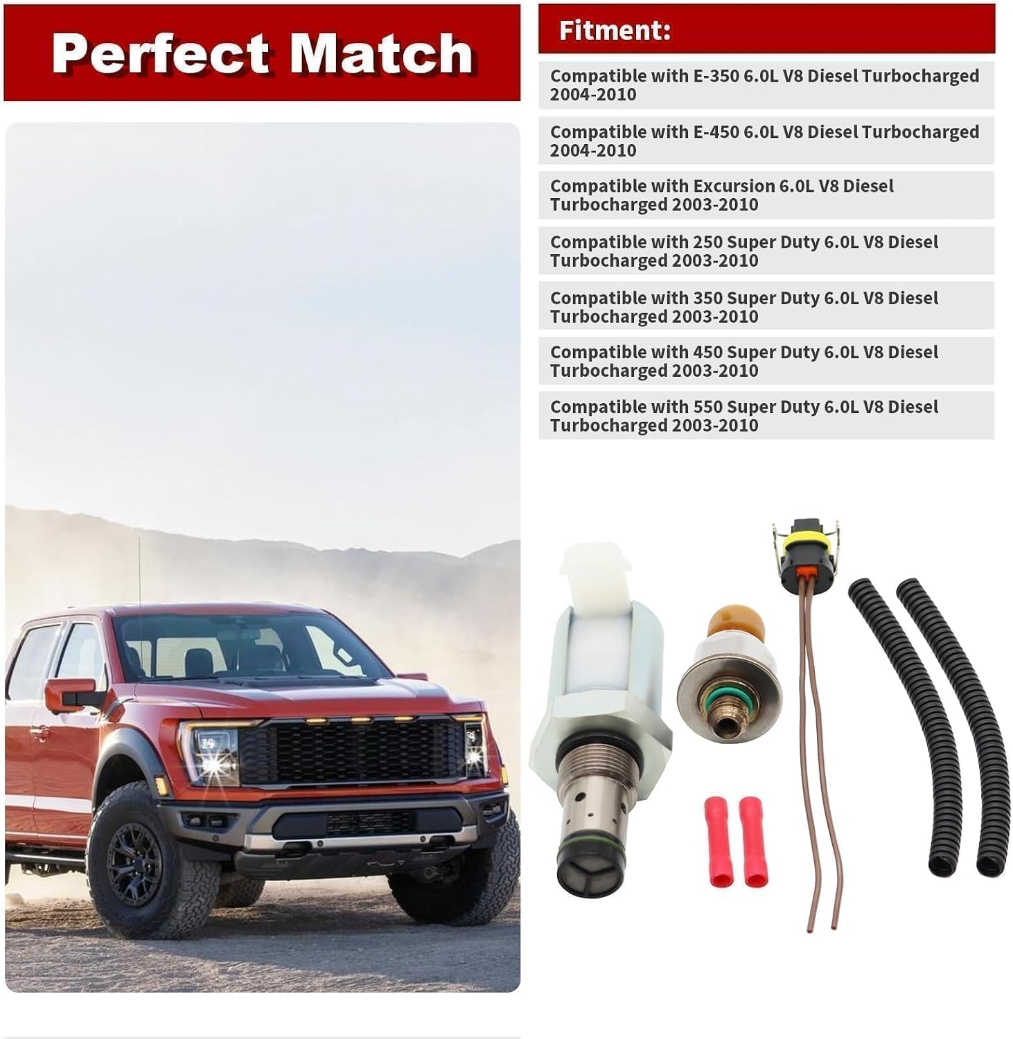 Blearen 6.0L Regulator Valve Compatible with Excursion 2003-2010 | Matched ICP sensor coordination, precise fuel pressure, balanced internal system pressure, optimized fuel supply circulation