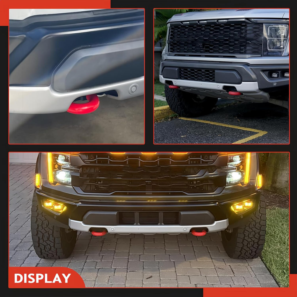 Blearen Tow Hook Covers Fits for Ford F150 2004-2026,for F150 Accessories, Red | Tow Hook Cover Fit for select Ford F150,Bronco Base/Big Bend/Outer Banks 2021-2026;For Toyota Tundra 2017-2021