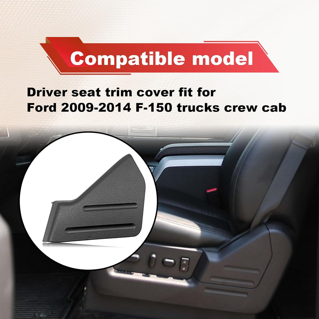 Blearen Seat Trim Cover Panel Replacement, Left Front Driver Side Compatible with 2009-2014 F-150 Crew Cab, Exterior Interior Accessory OEM #9L3Z-1661693-CA