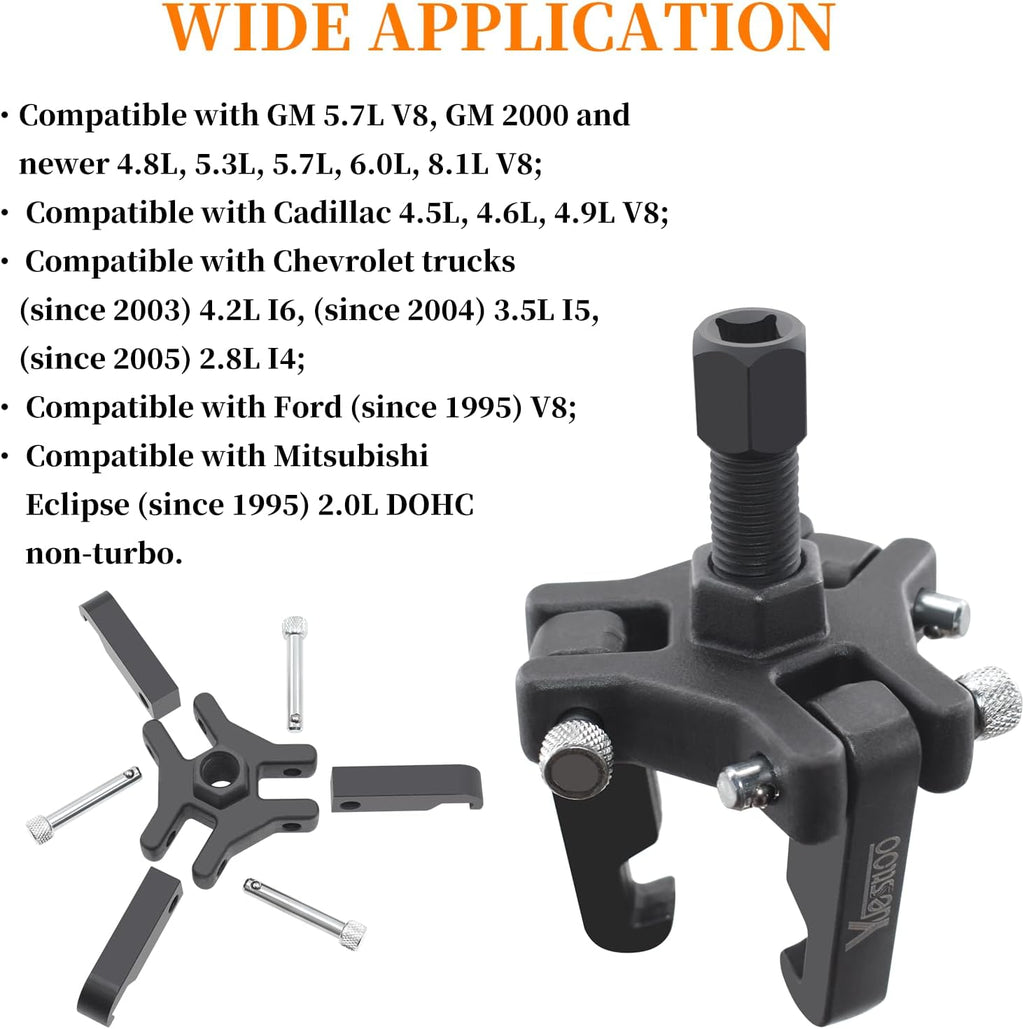 Blearen Harmonic Balancer Puller Kit, Adjustable Upgraded 3-Jaw Puller for Removal | Harmonic Balancer Damper Pulley Puller Kit, Compatible with Ford GM Chrysler Cadillac Chevy Trucks Mitsubishi