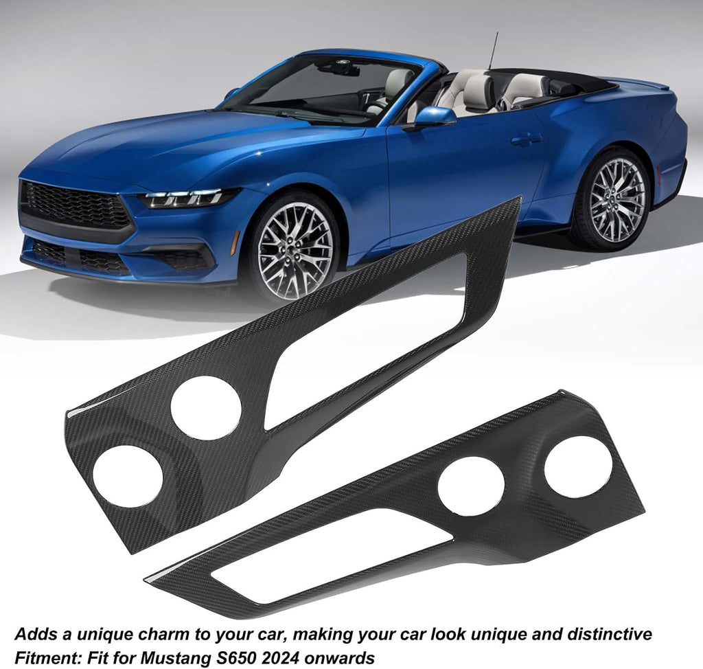 Blearen 2PCS Car Interior Door Panel Trim Glossy Carbon Fiber Scratchproof Unique Decoration for Mustang S650 2024 Onwards