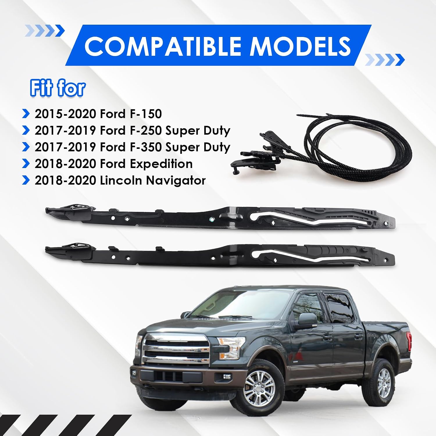 Blearen New Upgraded FL3Z16502C22 Sunroof Glass Cables & Track Assembly Repiar Kit Compatible with Ford F-150 2015-2020, F-250 F-350 Super Duty 2017-2019 Replace OE# FL3Z16502C22 FL3Z-1651071-A FL3Z-1651071-B