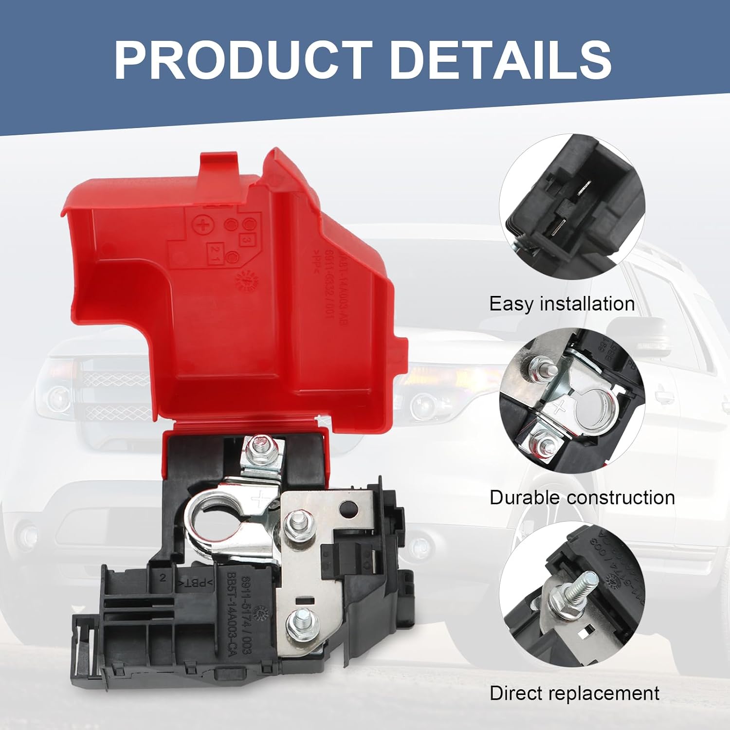 Blearen Battery Terminal End Circuit Breaker #DA8Z-14526-A | Compatible with 2011-2019 Ford Explorer Taurus Lincoln MKS MKT