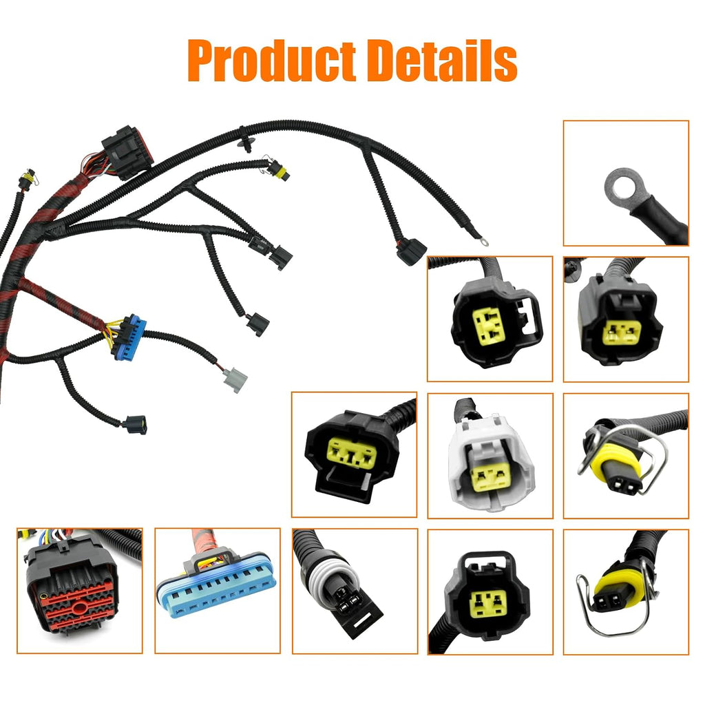 Blearen F81Z-12B637-FA 7.3 Powerstroke Engine Wiring Harness for 2002 2003 Ford F250 F350 F450 F550 Super Duty 7.3L V8 Engine Wire Harness F81Z12B637FA