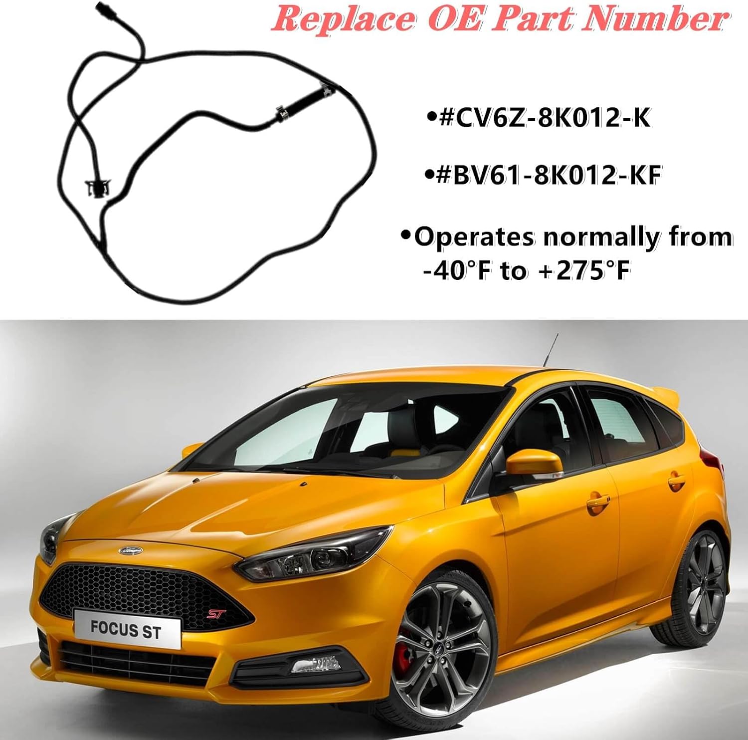 Blearen Reservoir Hose CV6Z-8K012-K,Engine Coolant Overflow Hose Expansion Tank Hose Fits for 2012-2018 Ford Focus 2.0L Radiator Reservoir Hose BV618K012KF CV6Z8K012K